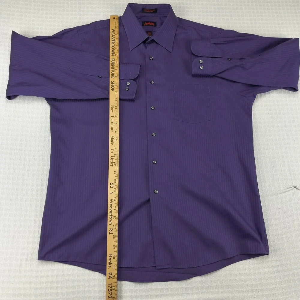 J Garcia‎ Mens Large Purple Tonal Stripe Long Sleeve Wrinkle Free Dress Shirt